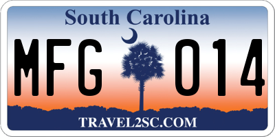 SC license plate MFG014