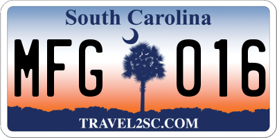 SC license plate MFG016