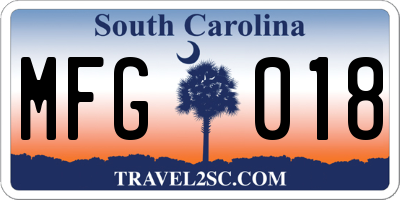 SC license plate MFG018
