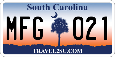 SC license plate MFG021