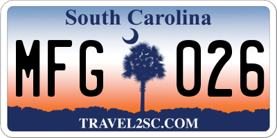 SC license plate MFG026
