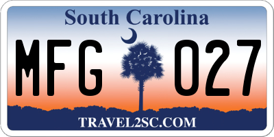 SC license plate MFG027