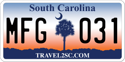 SC license plate MFG031