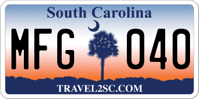 SC license plate MFG040