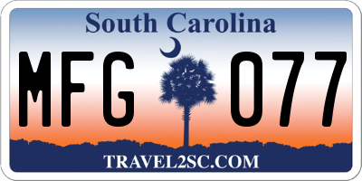 SC license plate MFG077