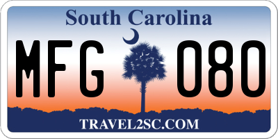 SC license plate MFG080