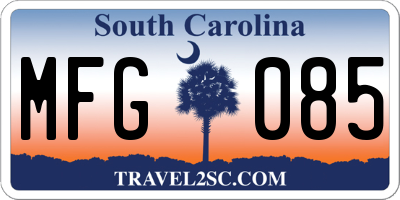 SC license plate MFG085