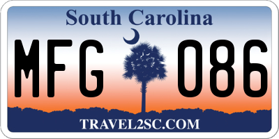 SC license plate MFG086