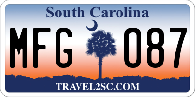SC license plate MFG087