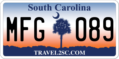 SC license plate MFG089