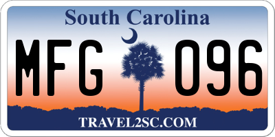 SC license plate MFG096