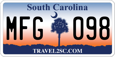 SC license plate MFG098