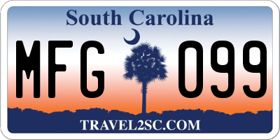 SC license plate MFG099