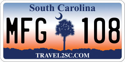 SC license plate MFG108