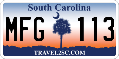 SC license plate MFG113