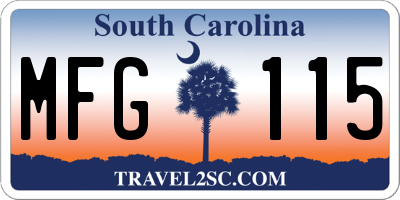SC license plate MFG115