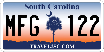 SC license plate MFG122