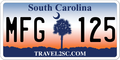 SC license plate MFG125