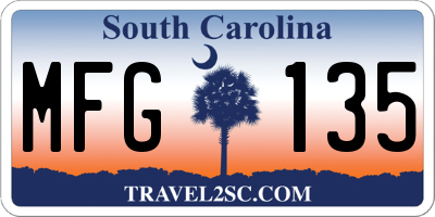 SC license plate MFG135
