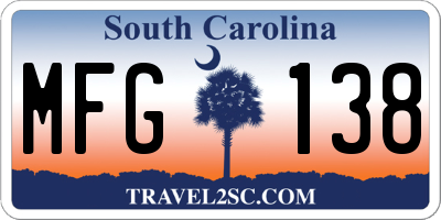 SC license plate MFG138