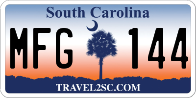 SC license plate MFG144