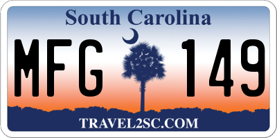 SC license plate MFG149