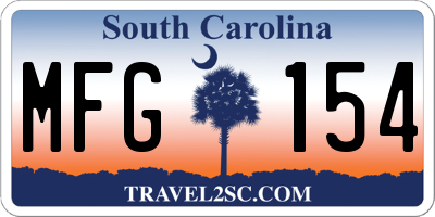 SC license plate MFG154