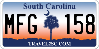 SC license plate MFG158