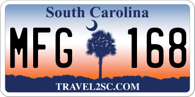 SC license plate MFG168