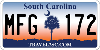 SC license plate MFG172