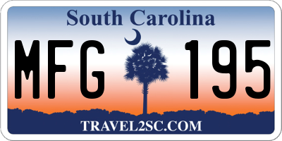 SC license plate MFG195
