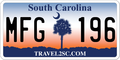 SC license plate MFG196