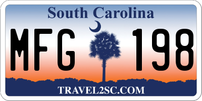 SC license plate MFG198