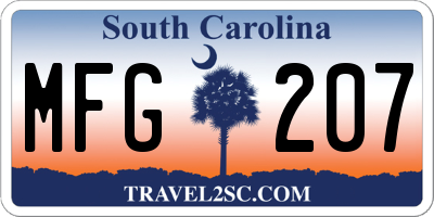 SC license plate MFG207