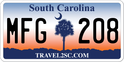 SC license plate MFG208