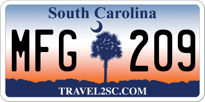 SC license plate MFG209