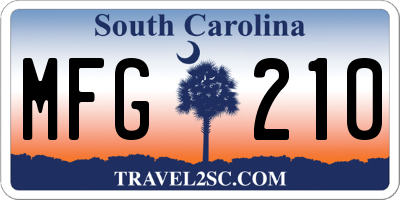 SC license plate MFG210