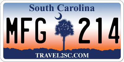 SC license plate MFG214
