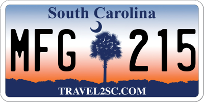 SC license plate MFG215