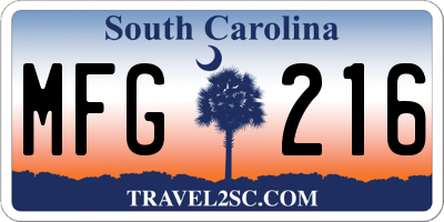 SC license plate MFG216