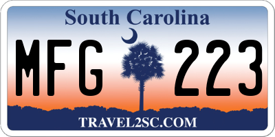 SC license plate MFG223