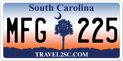 SC license plate MFG225