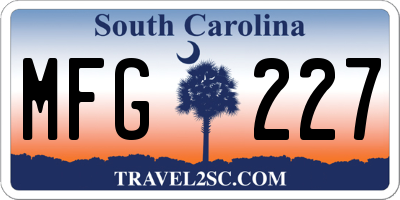 SC license plate MFG227