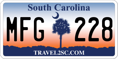 SC license plate MFG228