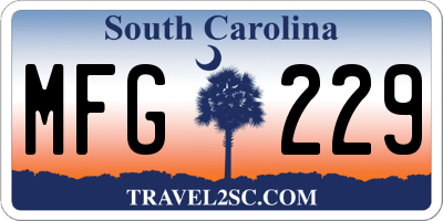 SC license plate MFG229