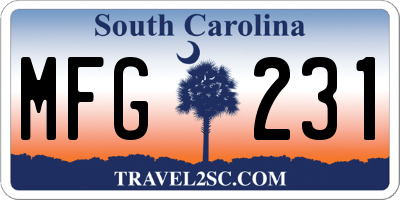 SC license plate MFG231