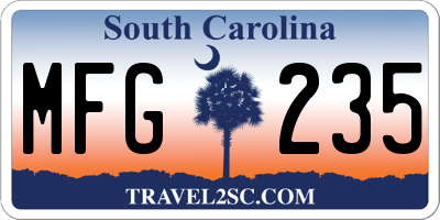 SC license plate MFG235