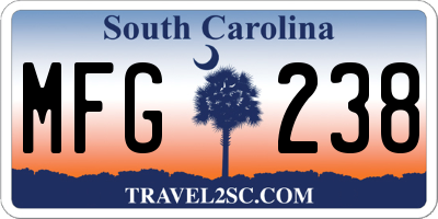 SC license plate MFG238