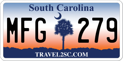 SC license plate MFG279