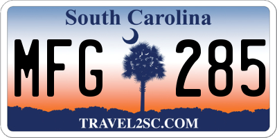 SC license plate MFG285